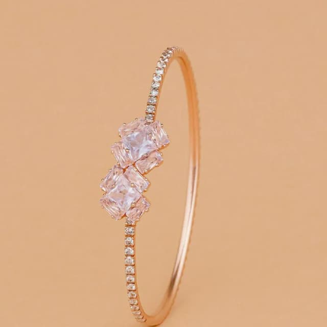 Rose Gold Blush Crystal Cluster Bracelet