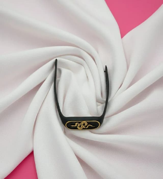 Black Strap Gold Snake Bracelet