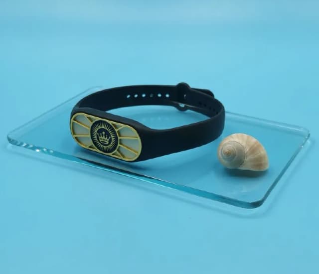 Black Strap Gold Crown Bracelet