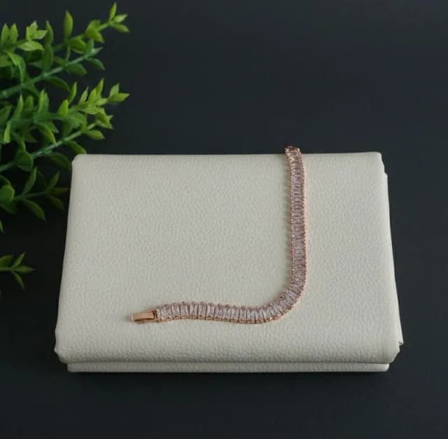 Rose Gold Baguette Crystal Tennis Bracelet