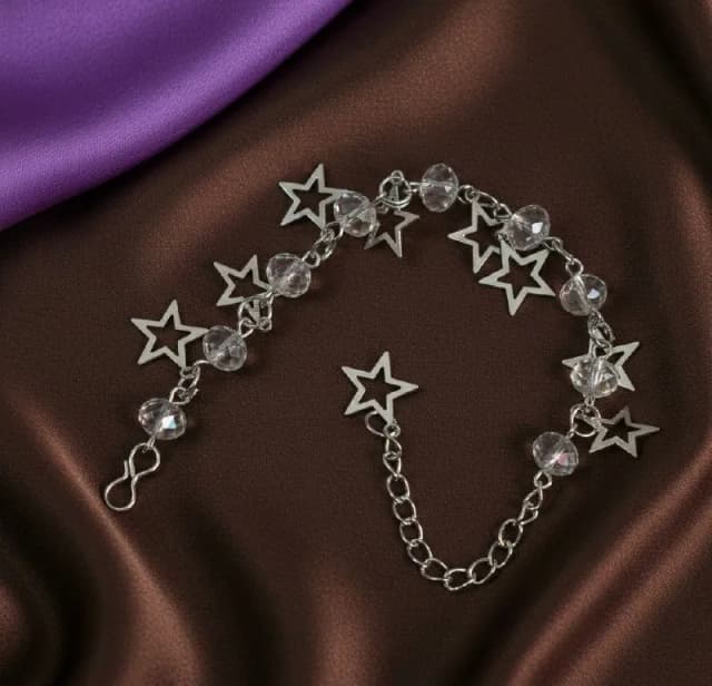 Silver Star Clear Crystal Bracelet