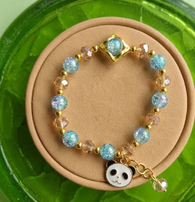 Turquoise Crackle Bead Panda Bracelet