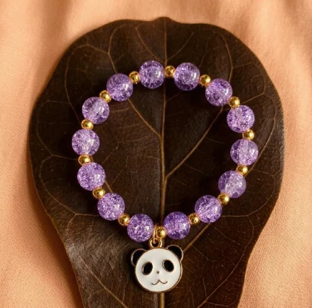Purple Crackle Bead Panda Bracelet