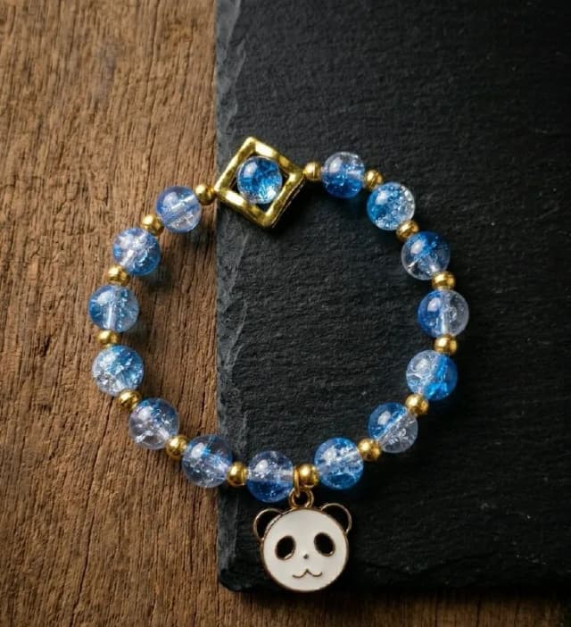 Sky Blue Bead Panda Bracelet