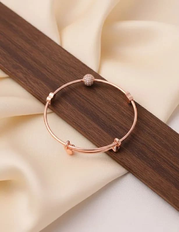 Rose Gold Crystal Bead Kada Bracelet
