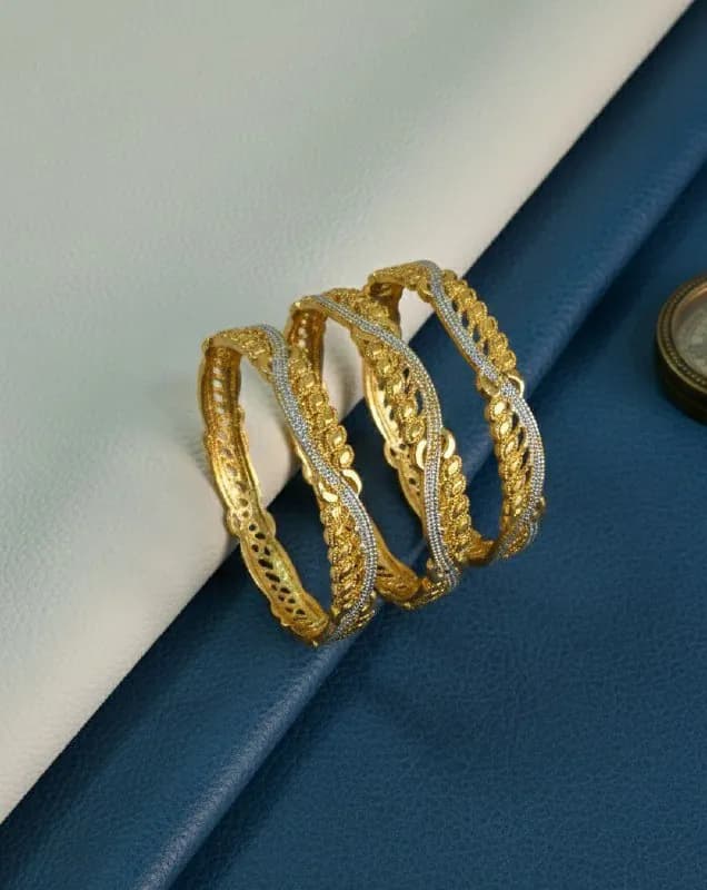 Two Tone Gold Silver Twisted Bangles