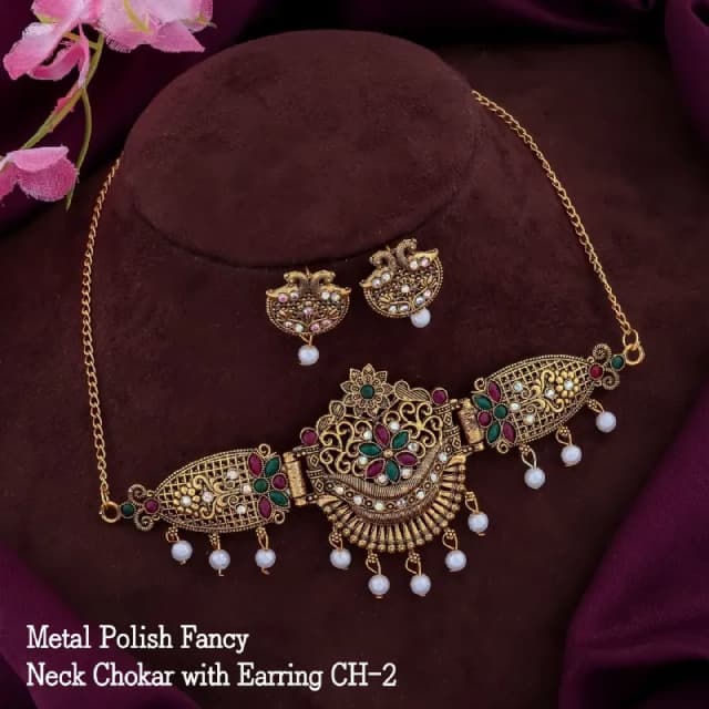 Antique Gold Peacock Choker Set
