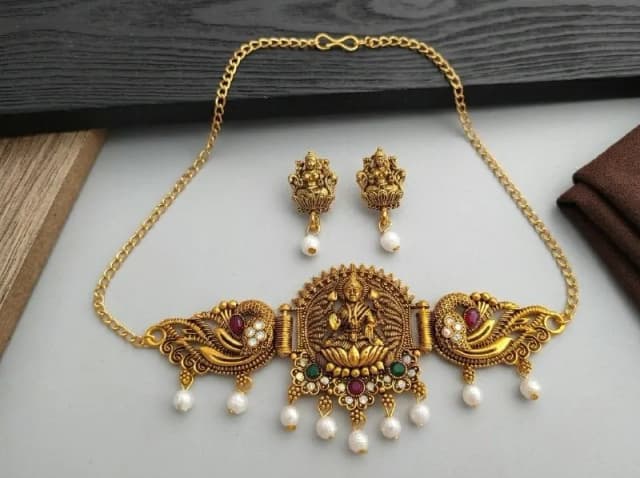 Antique Gold Lakshmi Temple Choker Set