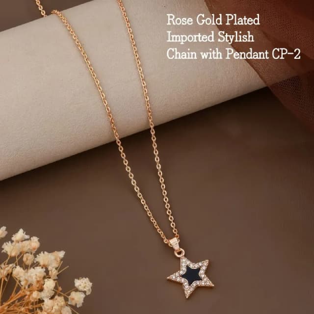 Rose Gold Black Star Pendant Chain