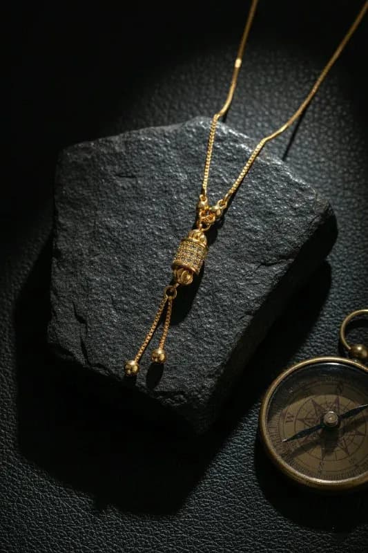 Golden Crystal Barrel Drop Pendant Chain
