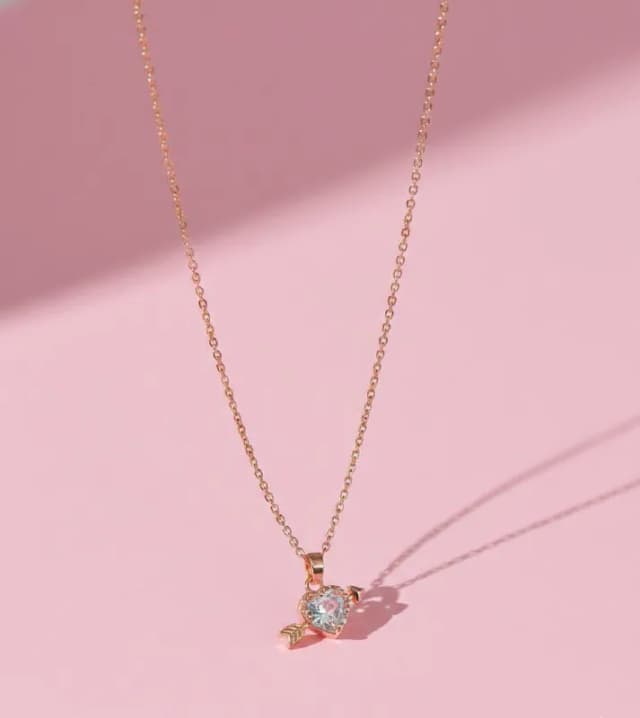 Rose Gold Heart Arrow Pendant Chain