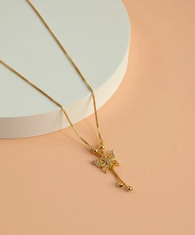 Gold Butterfly Bead Drop Pendant Chain