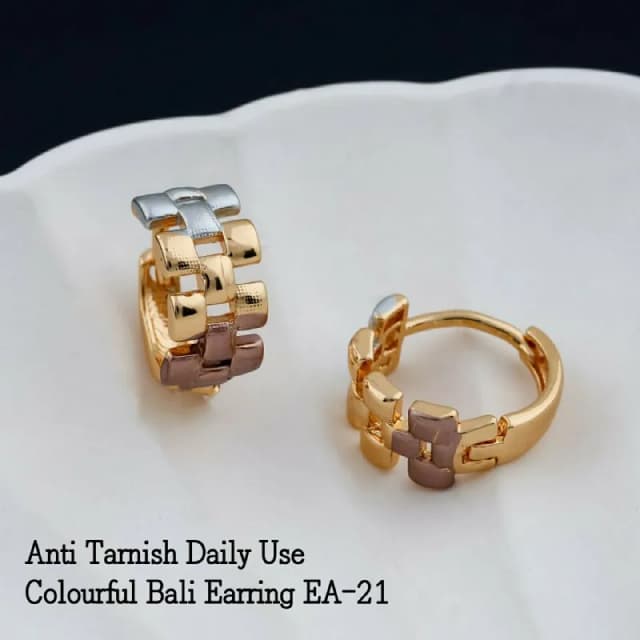 Tricolour Chain Link Bali Earrings