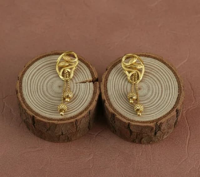 Gold Leaf Ghungroo Drop Earrings