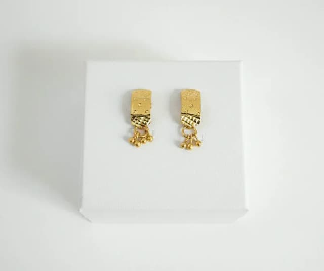 Gold Bar Ghungroo Stud Earrings