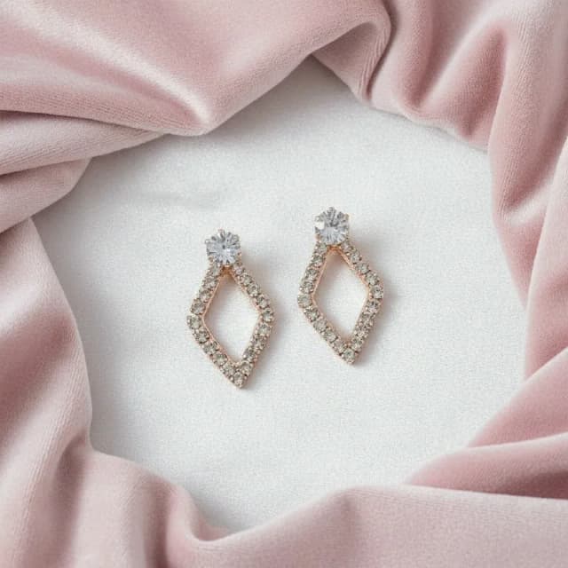 Rose Gold Crystal Kite Drop Earrings