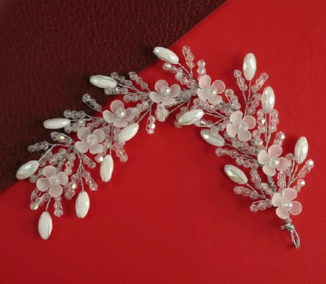 Silver Blush Pink Blossom Hair Clip