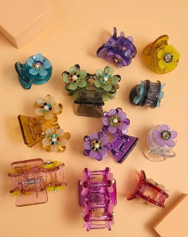 Amber Purple Daisy Claw Clip Set