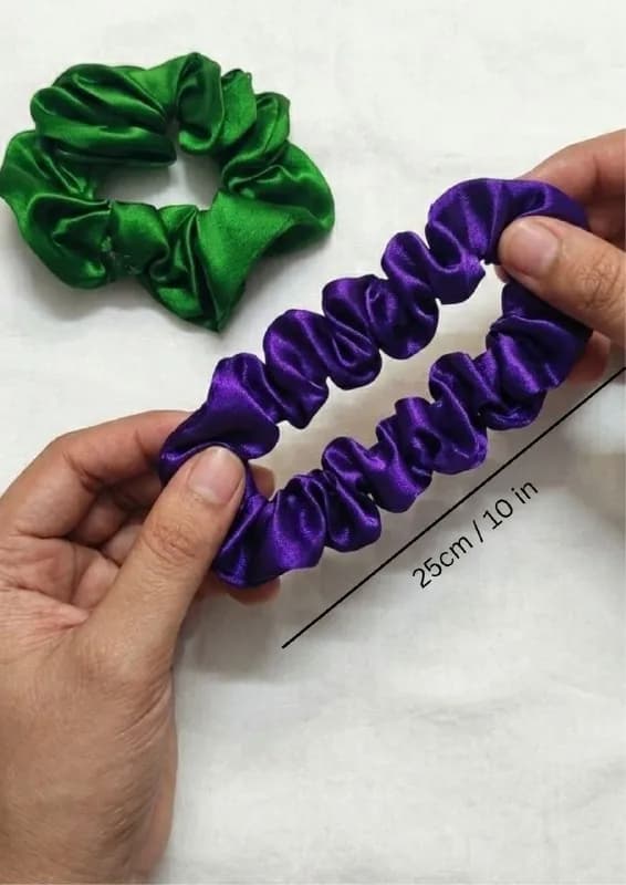 Green And Purple Satin Scrunchies