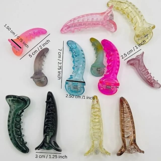 Multicolour Translucent Curved Hair Clips