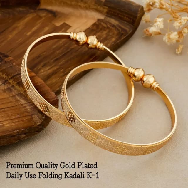 Gold Frosted Folding Kada Bangles
