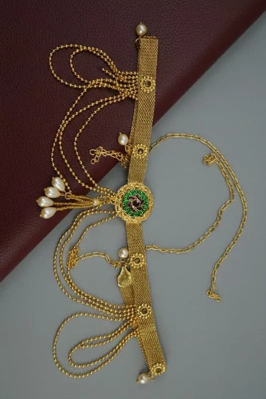 Gold Green Meenakari Pearl Kamarband