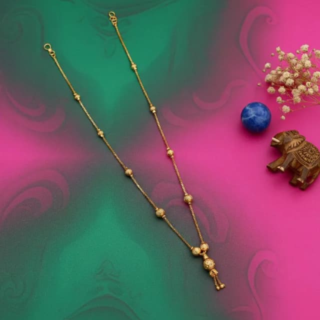 Gold Textured Ball Bead Mangalsutra