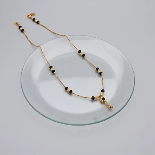 Black Bead Gold Pendant Dokiya Mangalsutra