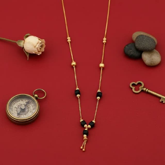 Black Cube Bead Gold Mangalsutra