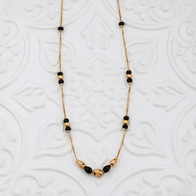 Gold Ball Black Bead Dokiya Mangalsutra