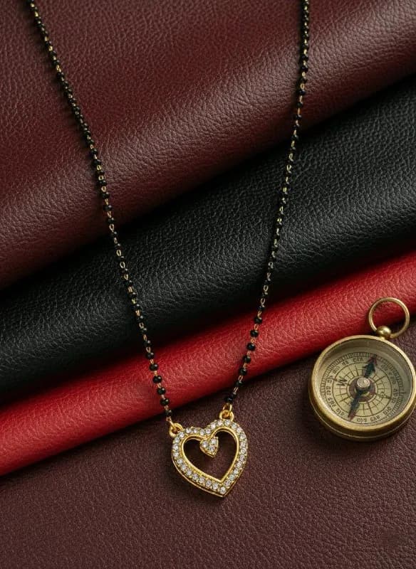 Gold White Stone Heart Mangalsutra