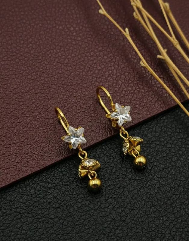 Gold Star Crystal Mini Jhumka Earrings