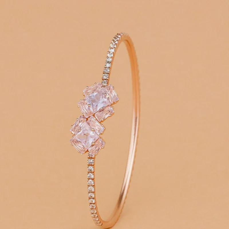 Rose Gold Blush Crystal Cluster Bracelet