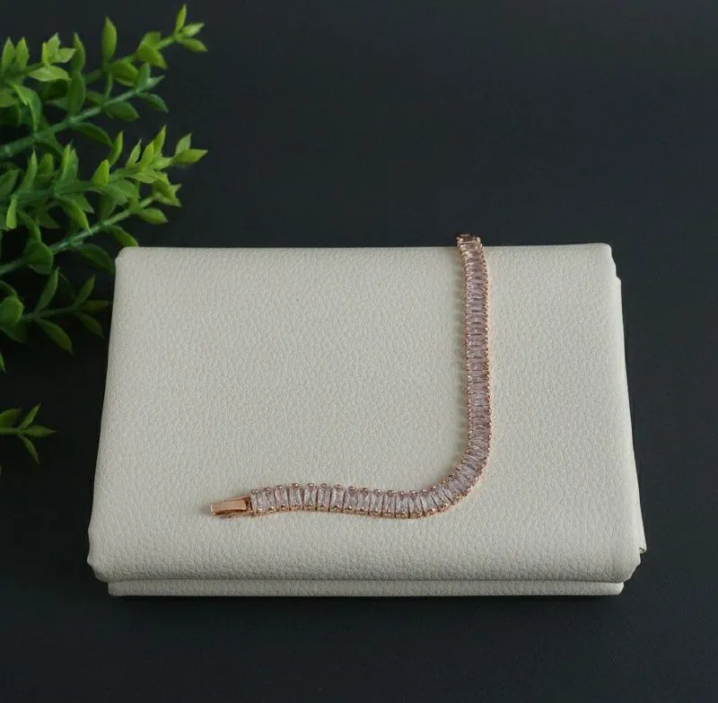 Rose Gold Baguette Crystal Tennis Bracelet