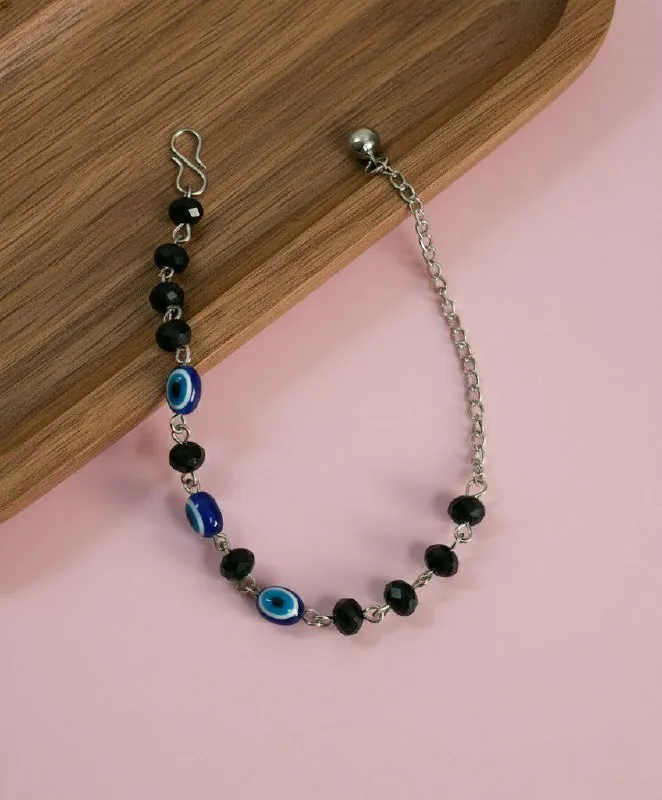 Blue Evil Eye Black Bead Bracelet