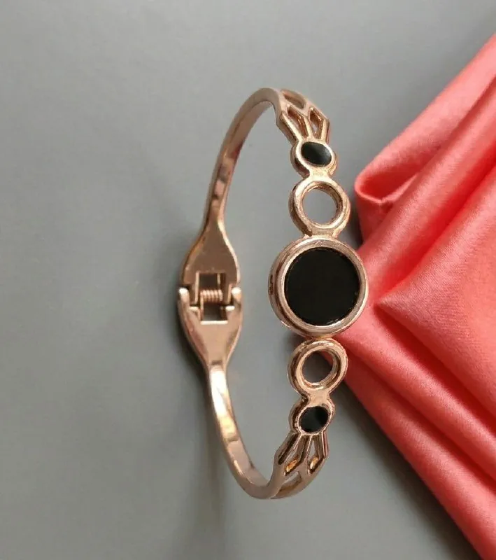 Rose Gold Black Disc Kada Bracelet