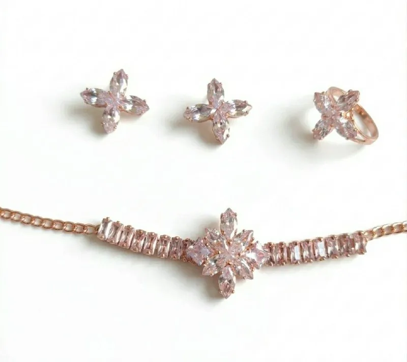 Rose Gold Clover Blossom Bracelet Set