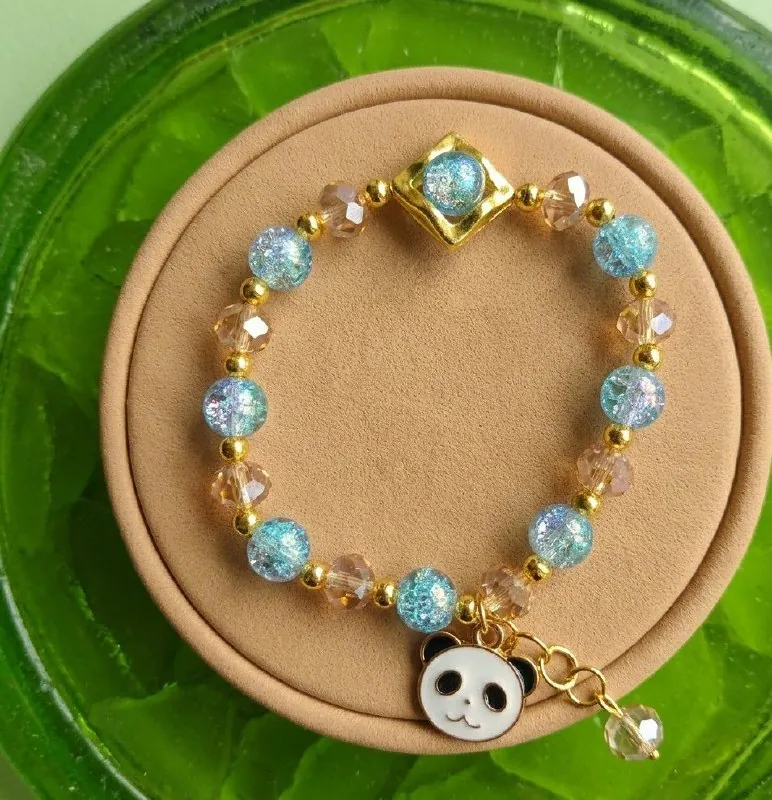Turquoise Crackle Bead Panda Bracelet