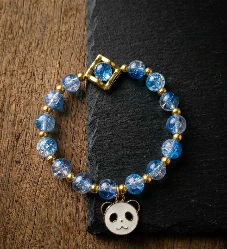 Sky Blue Bead Panda Bracelet