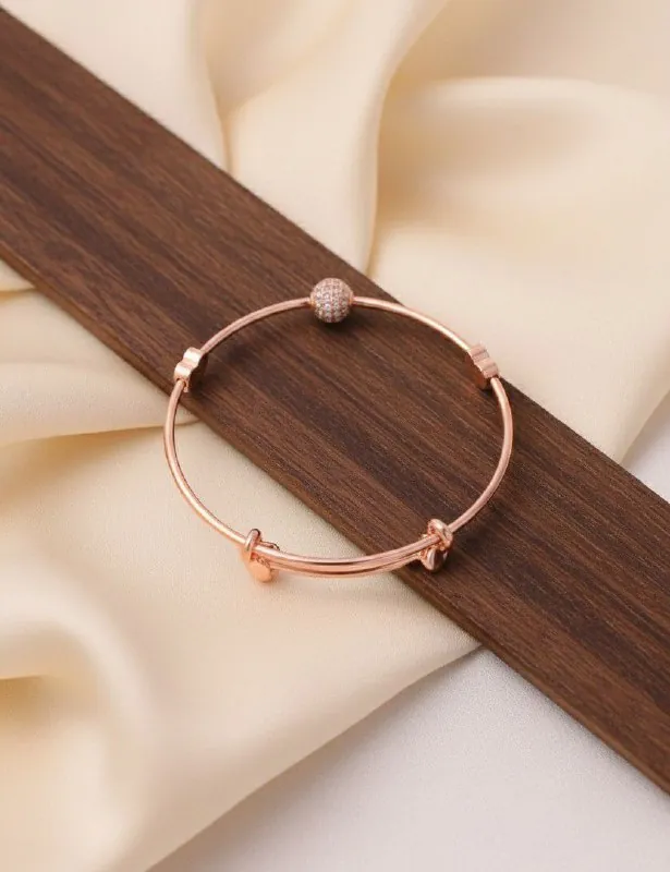 Rose Gold Crystal Bead Kada Bracelet
