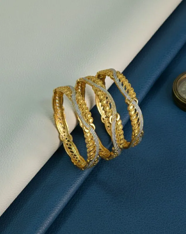 Two Tone Gold Silver Twisted Bangles