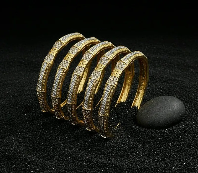Gold Silver Lattice Pattern Bangles