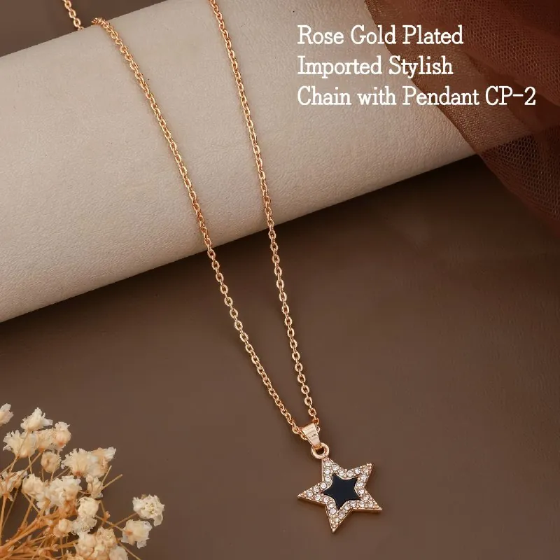 Rose Gold Black Star Pendant Chain