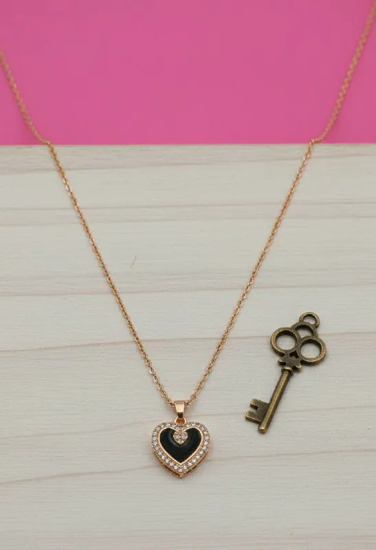 Rose Gold Crystal Halo Heart Pendant