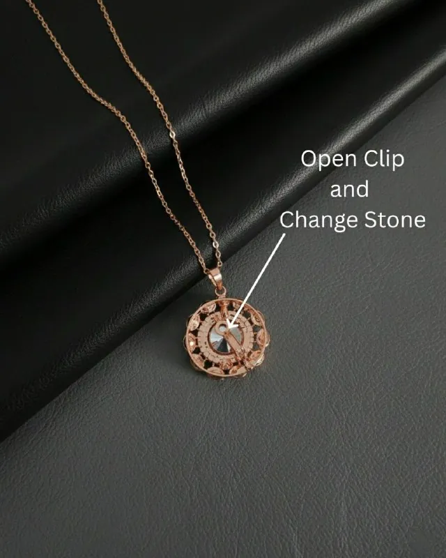 Rose Gold Floral Medallion Pendant Chain