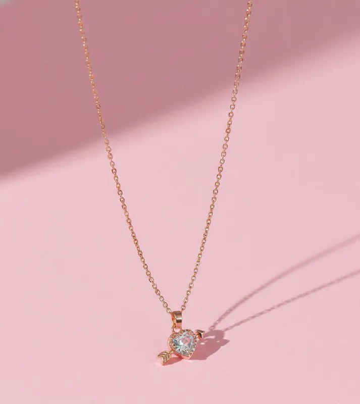 Rose Gold Heart Arrow Pendant Chain