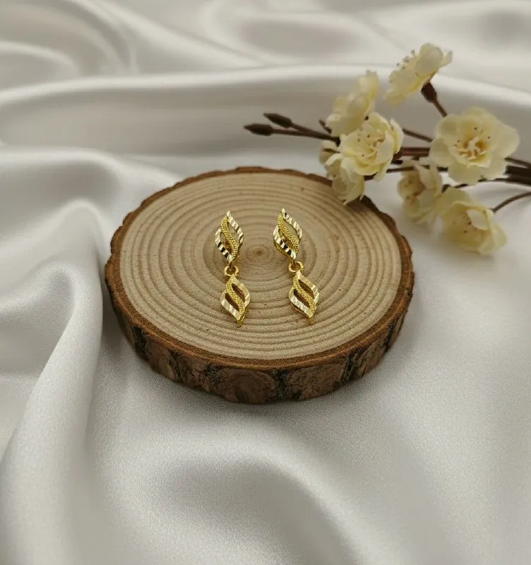 Gold Twisted Spiral Drop Earrings
