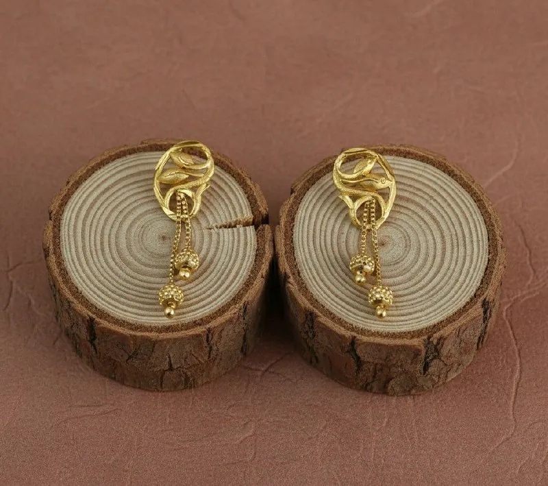 Gold Leaf Ghungroo Drop Earrings
