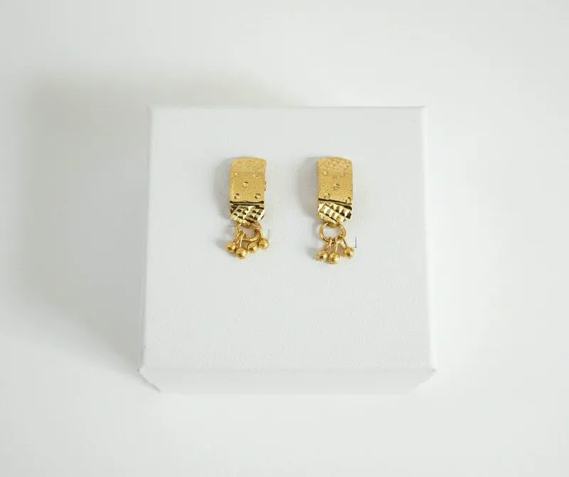 Gold Bar Ghungroo Stud Earrings