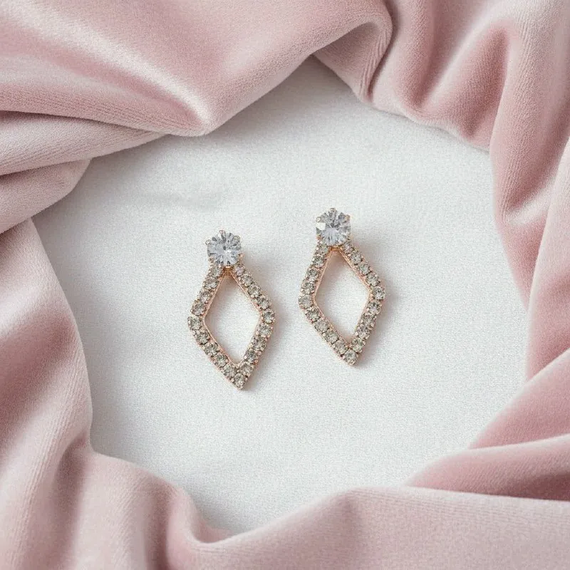 Rose Gold Crystal Kite Drop Earrings